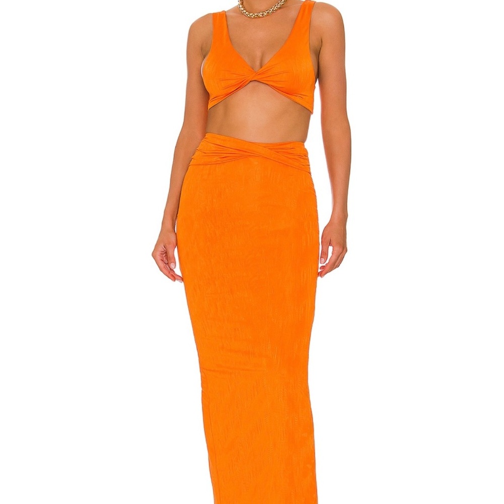Joana Maxi Skirt Set in Tangerine